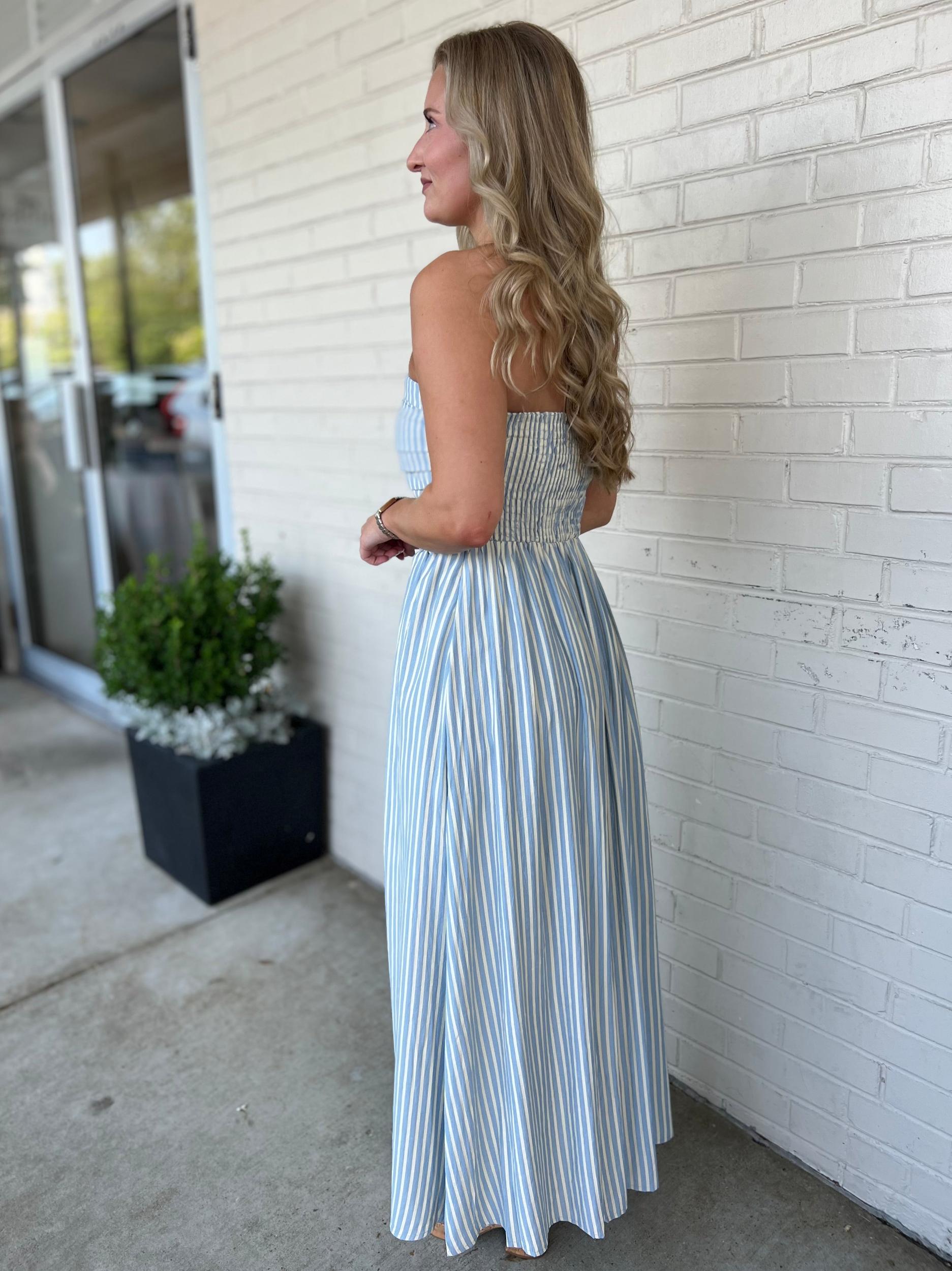 Brandy Striped Strapless Maxi Dress Product Image