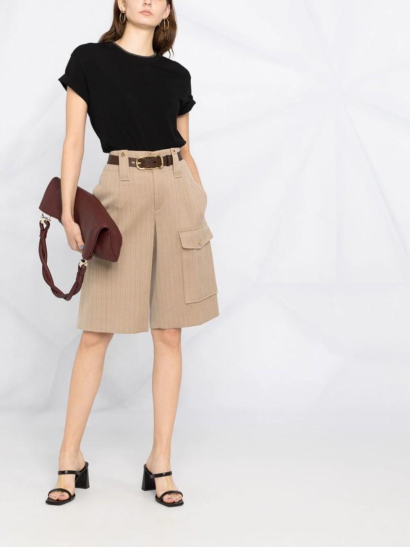 BRUNELLO CUCINELLI Women Stretch Cotton Jersey T-shirt With Precious Faux-layering In Black Product Image