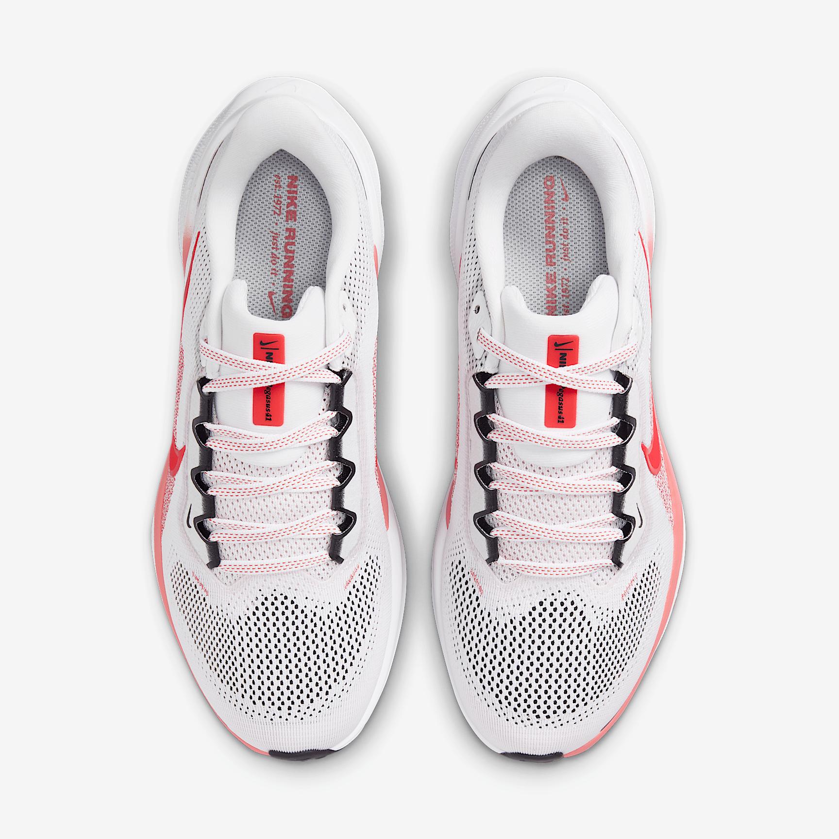 Nike Womens Pegasus 41 Running Shoes in White/Bright Crimson/Magic Ember Product Image