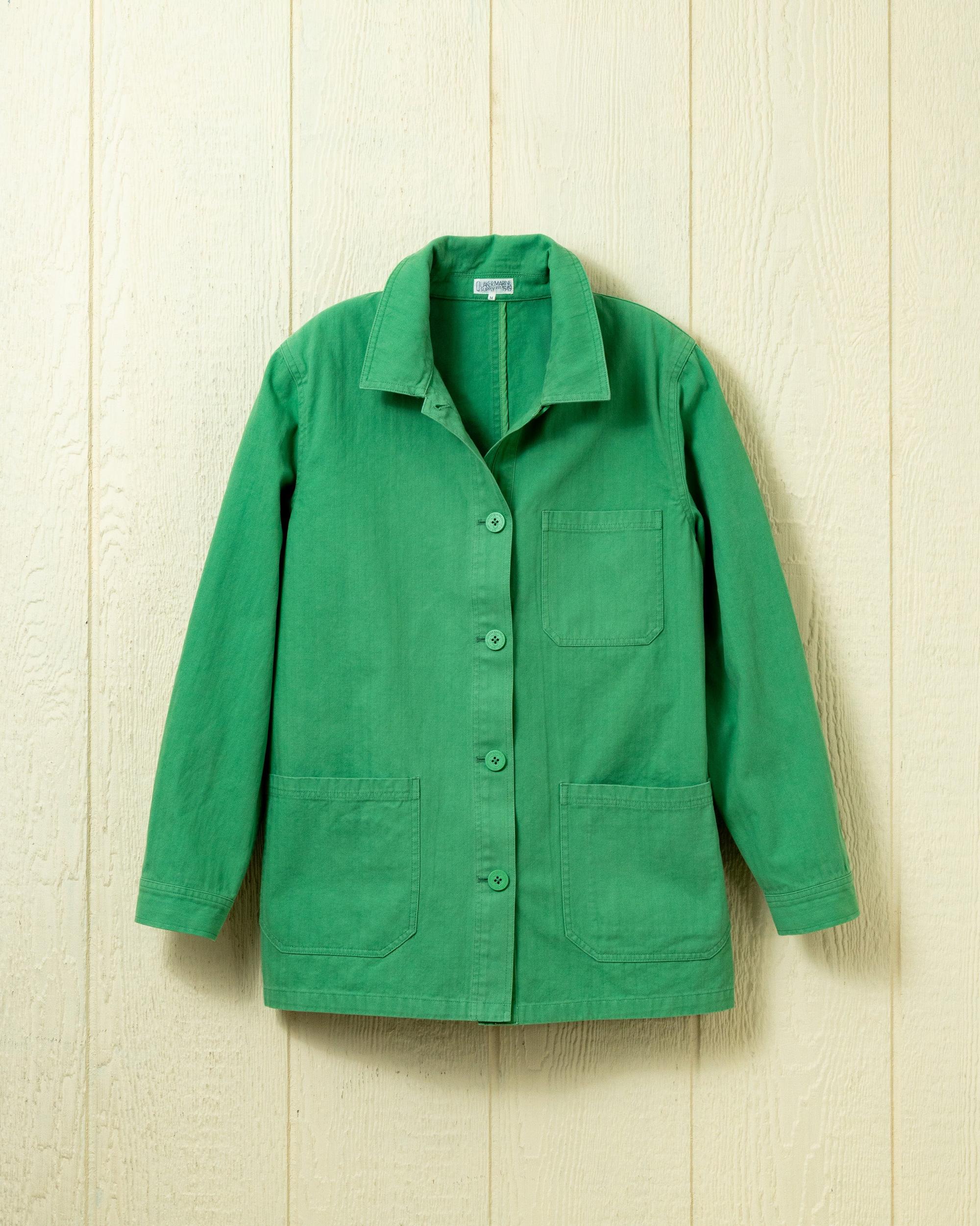 Women’s French Workman’s Jacket in Billiard Green Herringbone Product Image