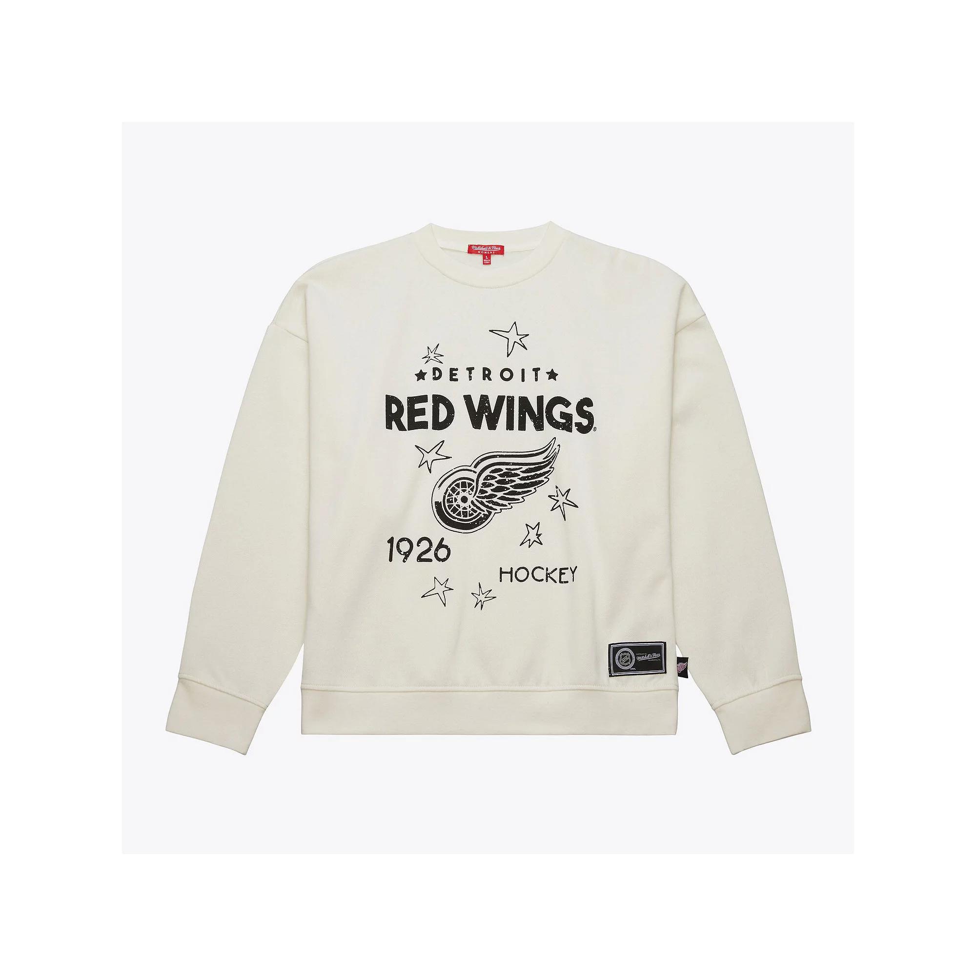Women's Mitchell & Ness Cream Detroit Red Wings Logo 3.0 Pullover Sweatshirt,  Product Image