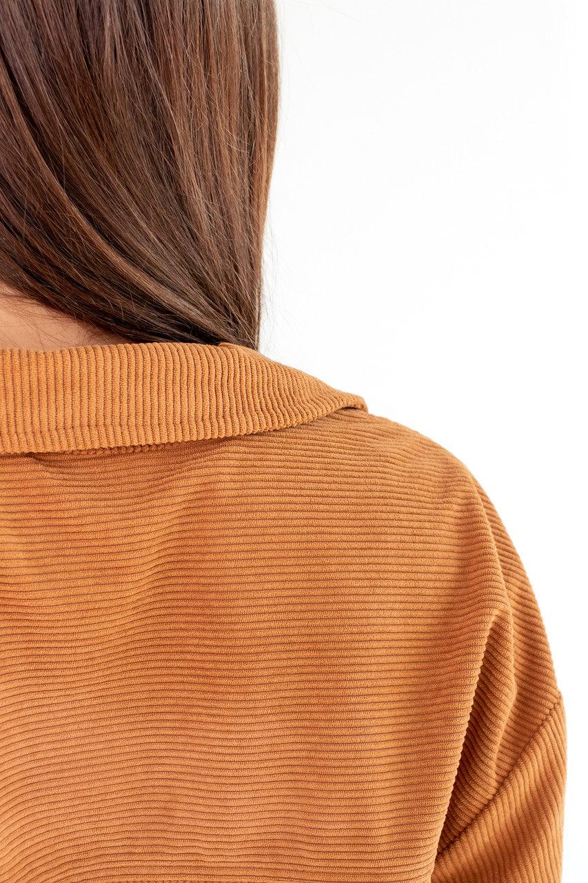 Amber Brown Corduroy Flannel Shirt Product Image