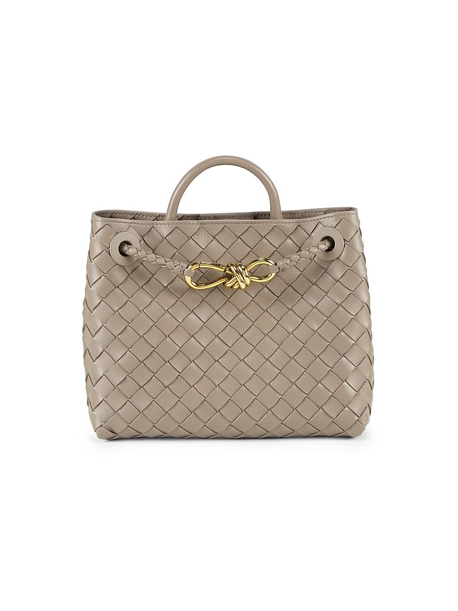 Womens Small Andiamo Intrecciato Leather Top-Handle Bag Product Image