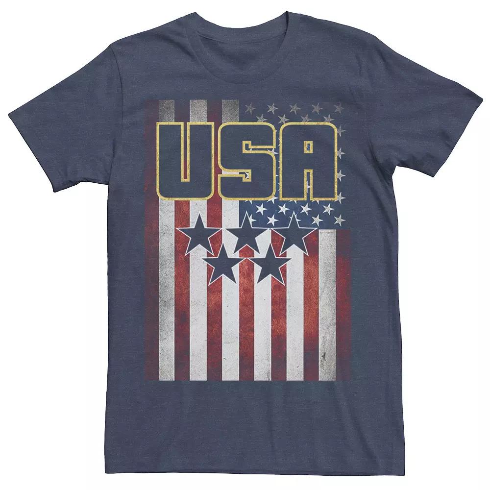 Mens USA Flag Logo Graphic Tee Navy Grey Product Image