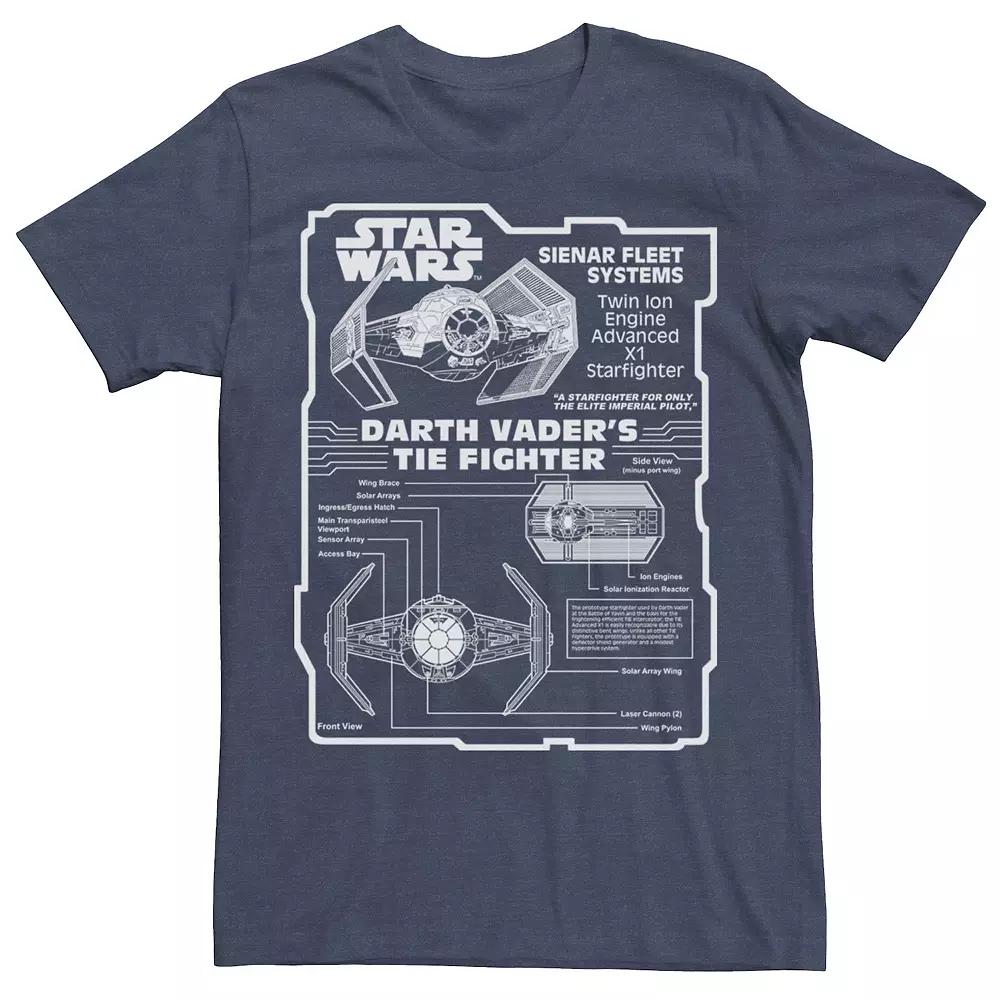 Men's Star Wars Darth Vader Tie Fighter Schematic Tee,  Product Image
