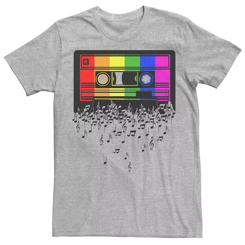 Men's Pride Rainbow Flag Music Note Cassette Graphic Tee,  Product Image