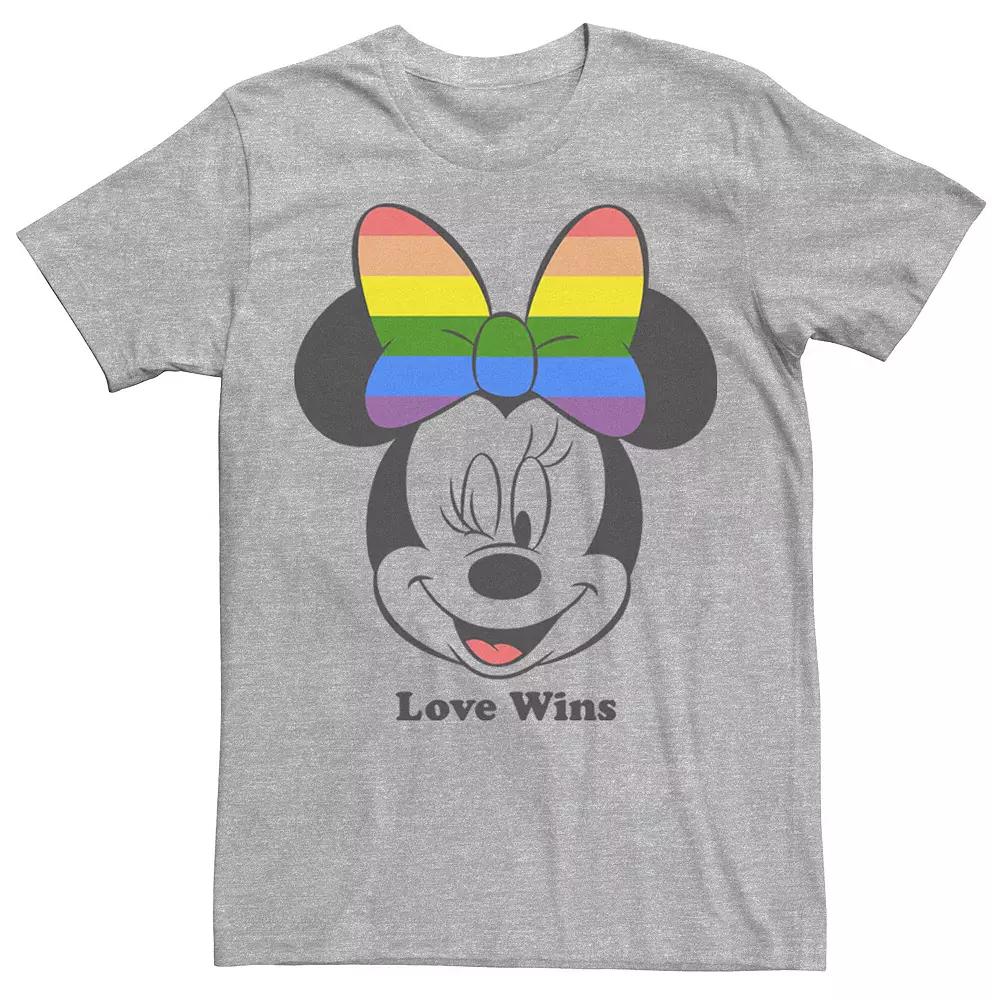 Disney's Mickey & Friends Minnie Mouse Men's Love Wins Rainbow Bow Tee,  Product Image