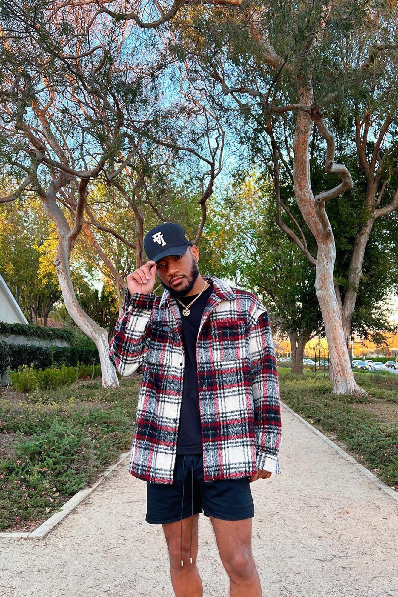 Move Up Plaid Shacket - Red/combo Product Image