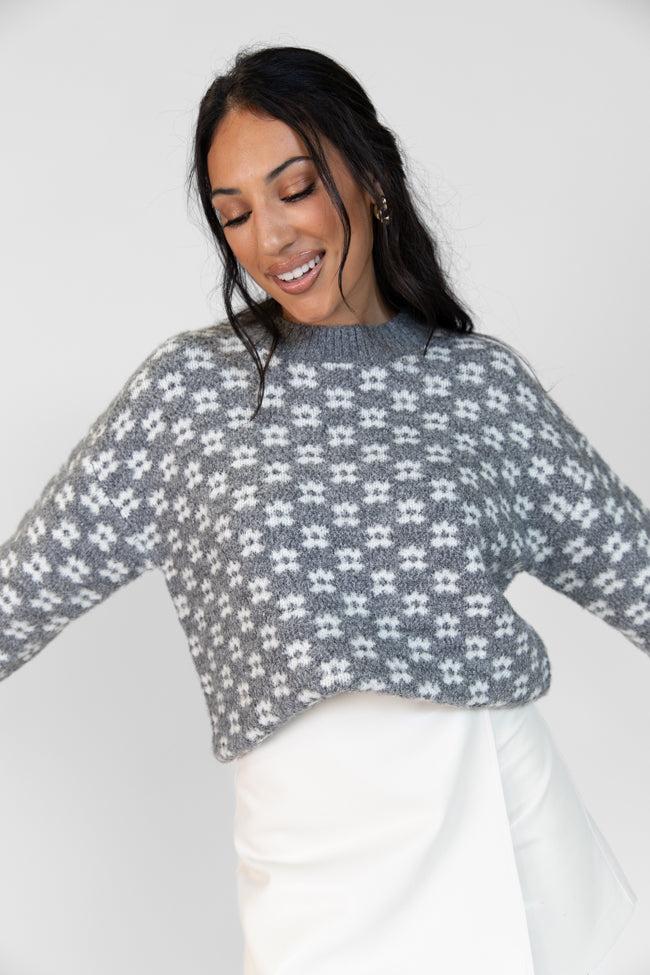 Gonna Go Far Grey Flower Print Sweater FINAL SALE Product Image