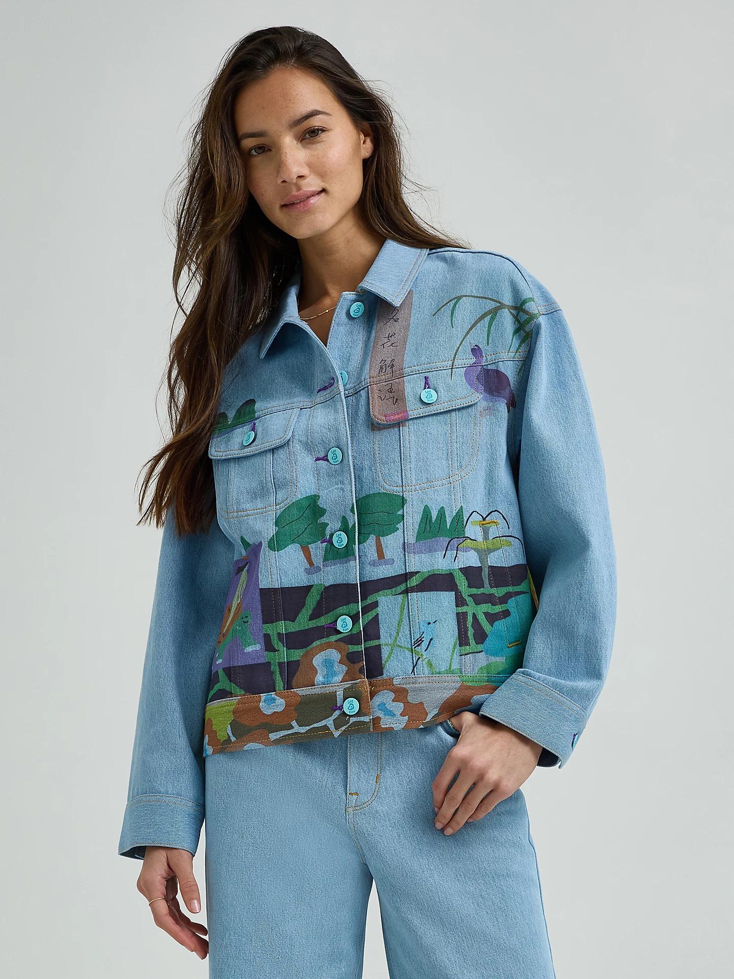 Women's Lee® x Ruohan Wang Rose Garden Print Denim Rider™ Jacket | Women's Jackets & Outerwear | Lee® Product Image