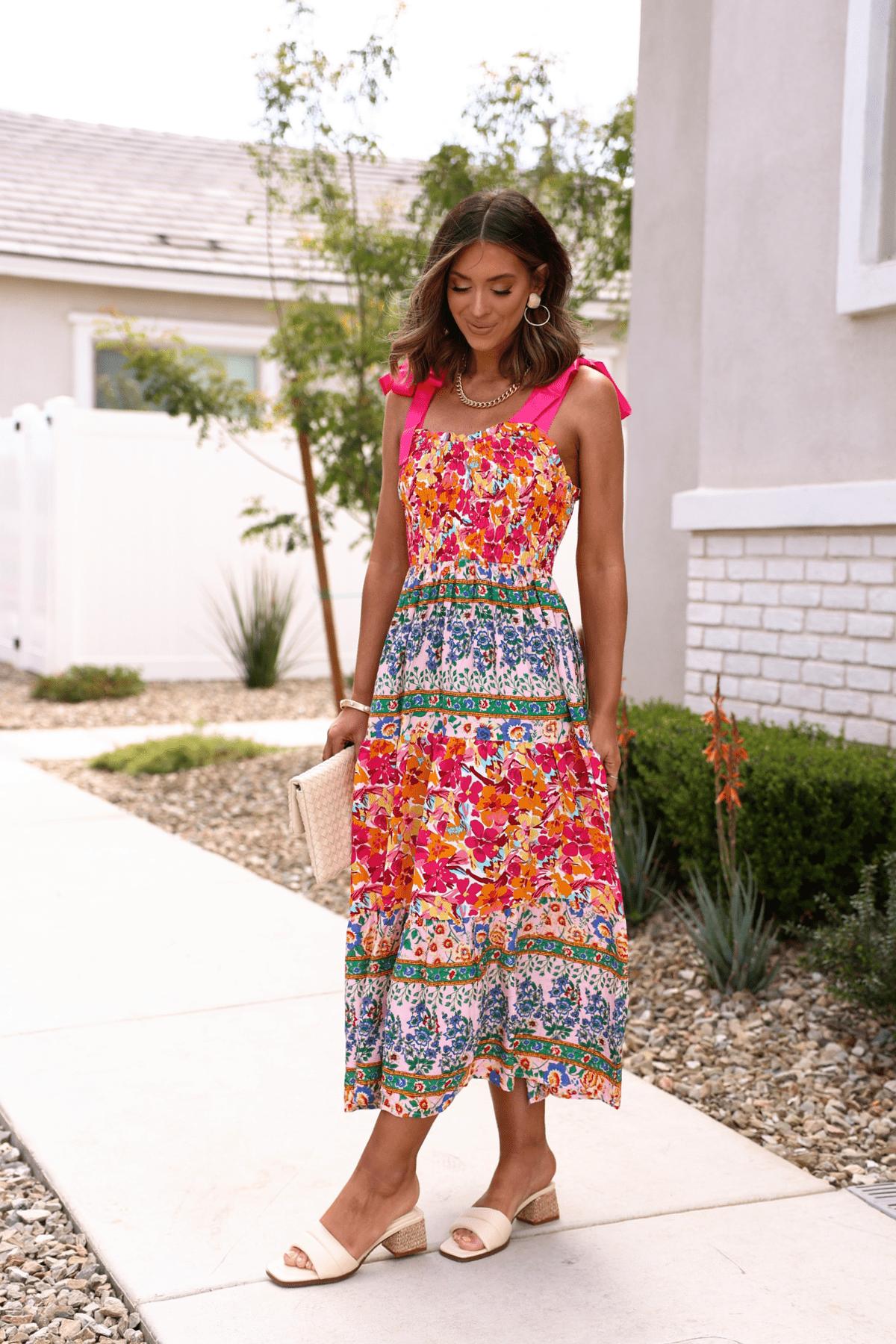 Pink Petal Kiss Floral Midi Dress - FINAL SALE Female Product Image