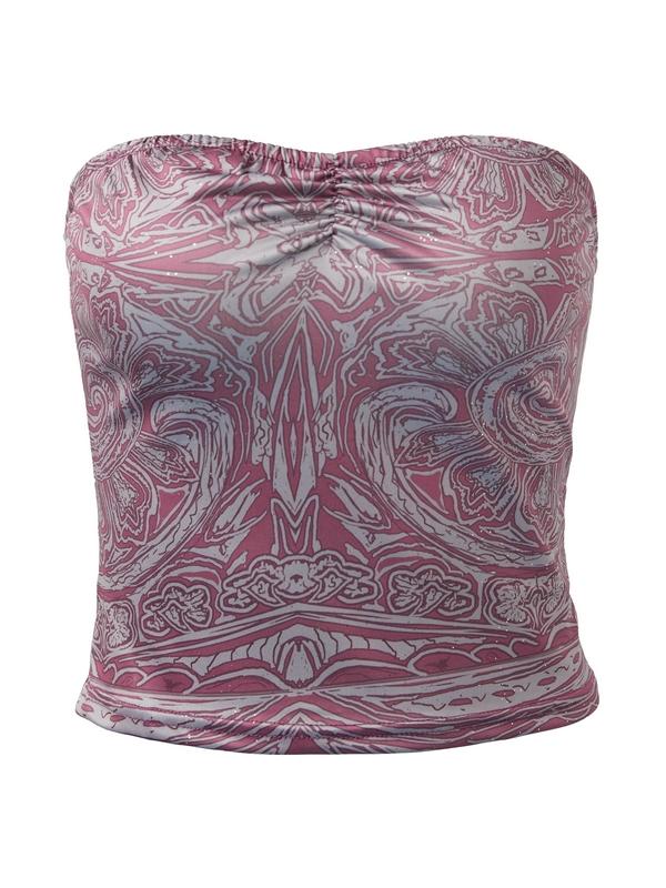 Random Print Bandeau Crop Top Product Image