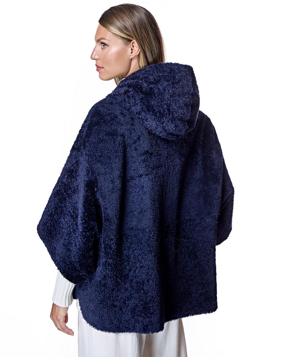 Julia & Stella by Maximilian Reversible Hooded Shearling Cape Jacket-Maximilian Product Image