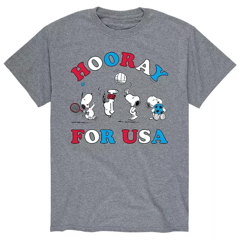 Men's Peanuts Hooray For USA Tee, Size: XXL, Gray Product Image