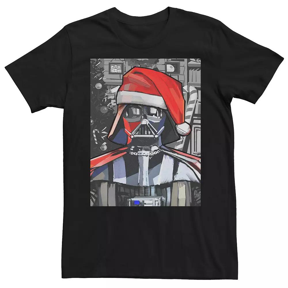 Men's Star Wars Darth Vader Santa Hat Christmas Painting Poster Tee,  Product Image