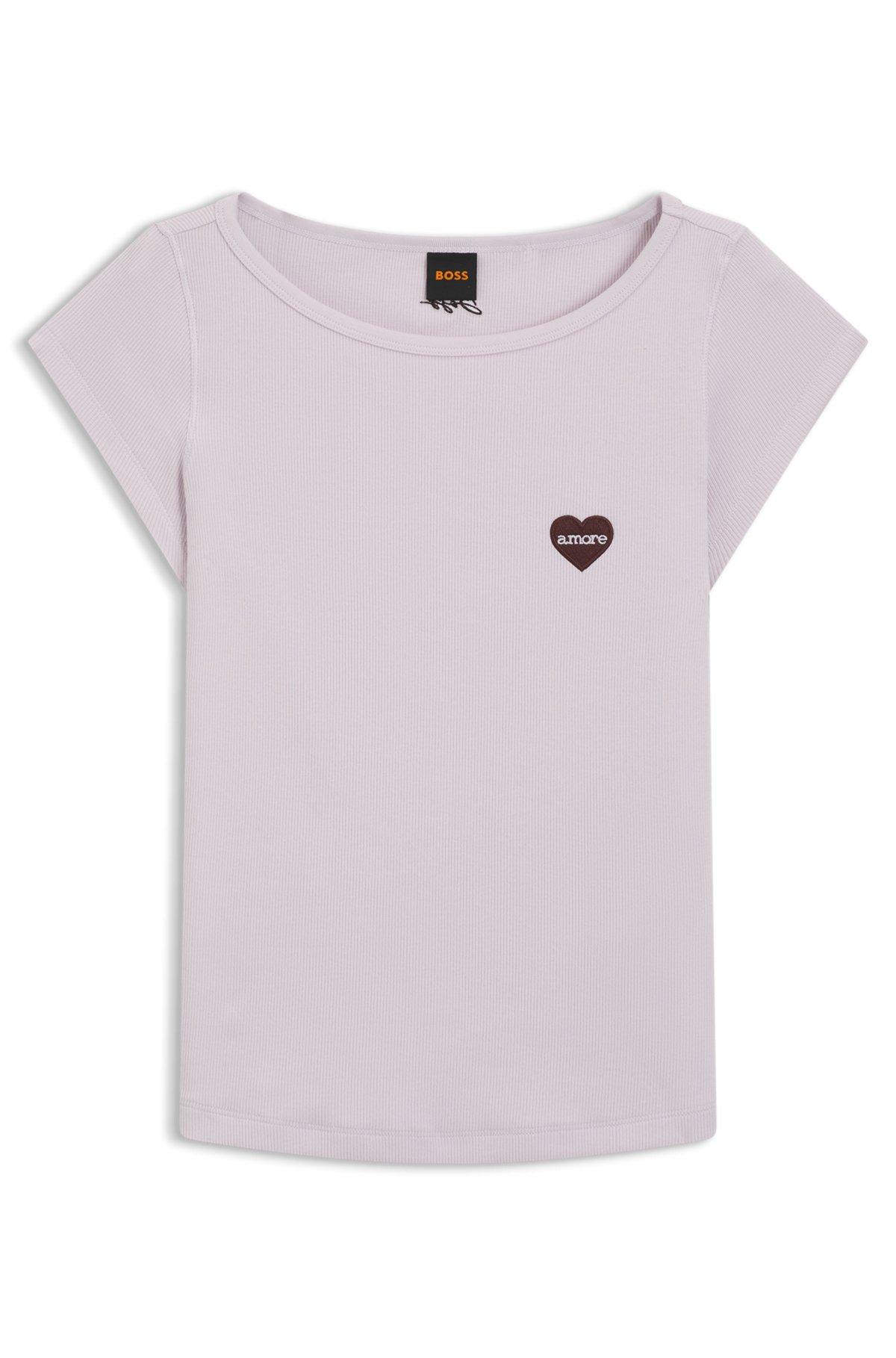 Stretch-cotton slim-fit T-shirt with artwork Product Image
