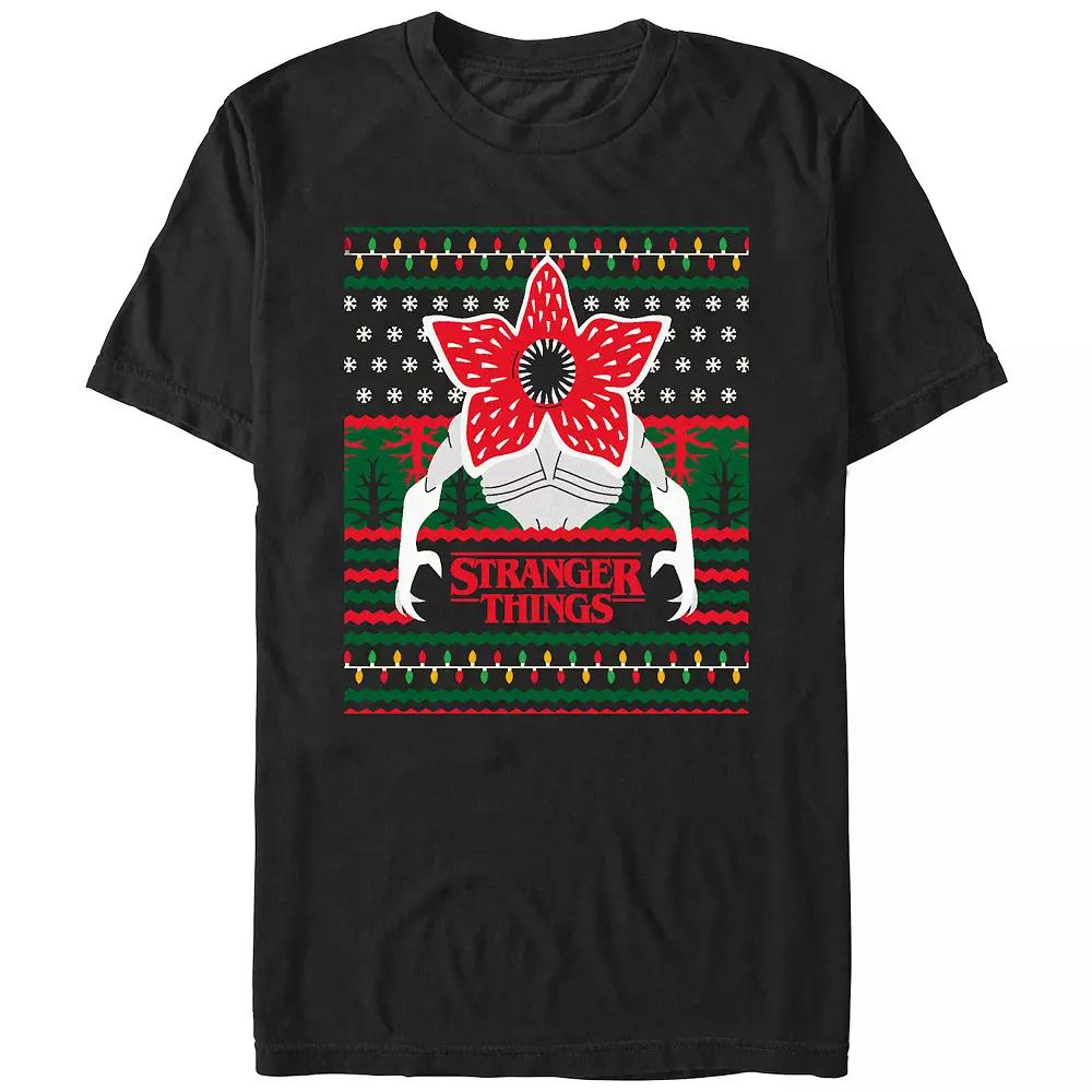 Mens Stranger Things Demogorgon Ugly Sweater Graphic Tee Product Image