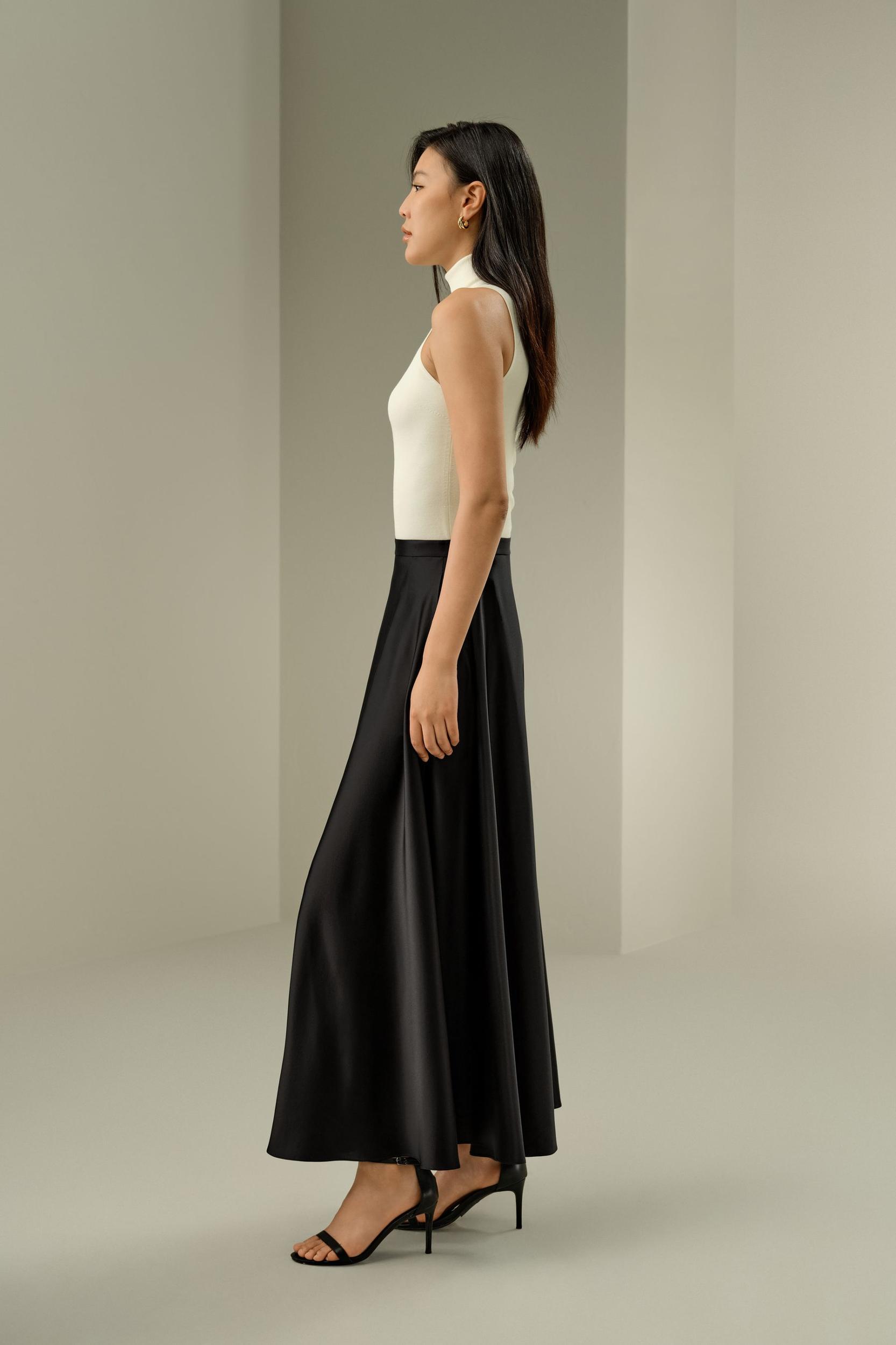 A-Line Silk Maxi Skirt Product Image