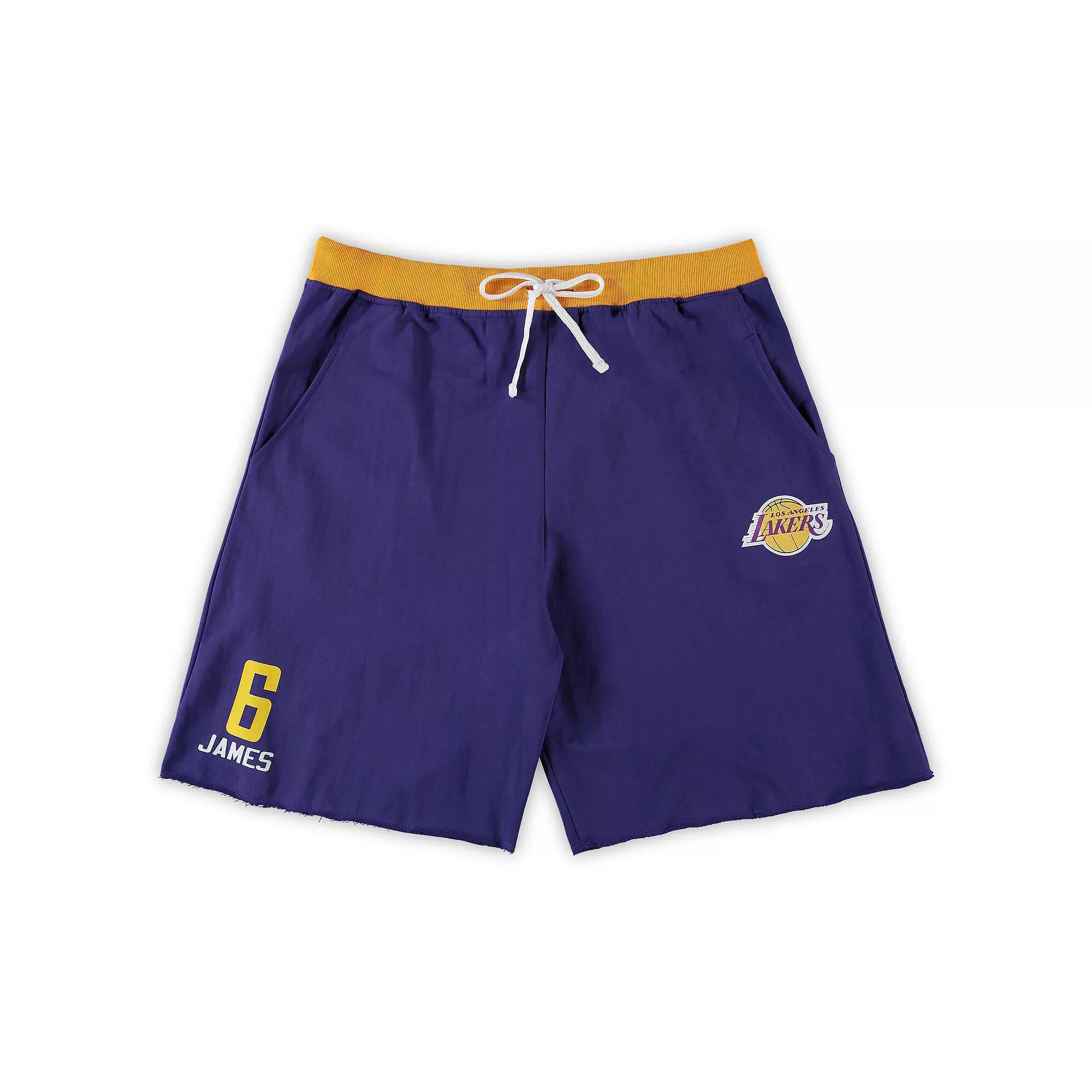 Men's LeBron James Purple Los Angeles Lakers Big & Tall French Terry Name & Number Shorts, Size: 2XLT Product Image