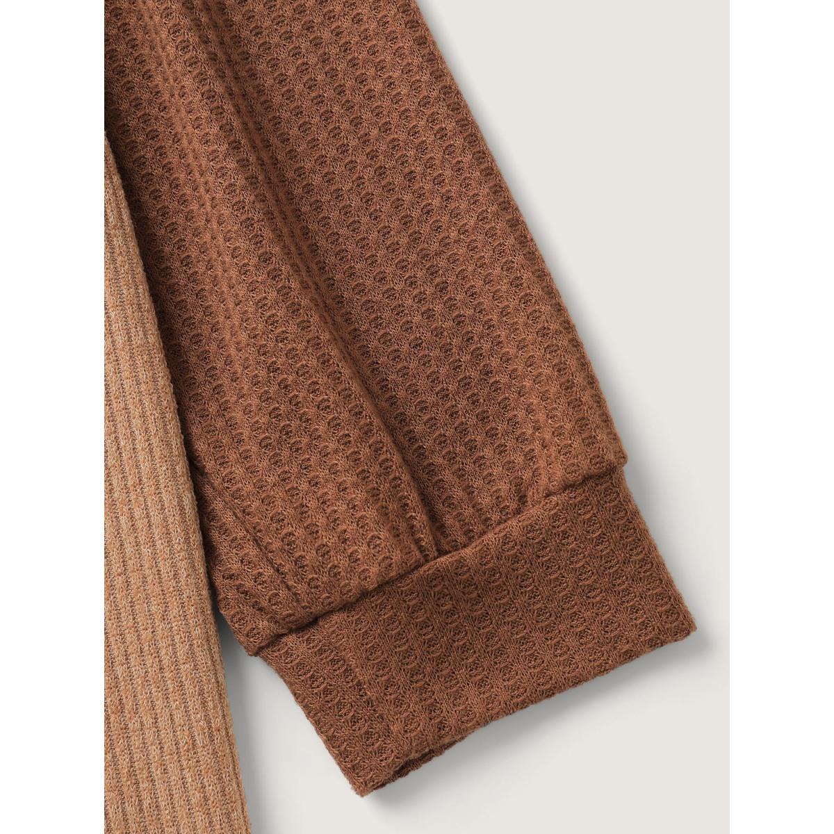 Plus Size Color Stripe Relaxed Fit Round Neck Sweatshirt Women Yellowishbrown Leisure Loose Round Neck Casual Sweatshirts BloomChic 12/L Product Image