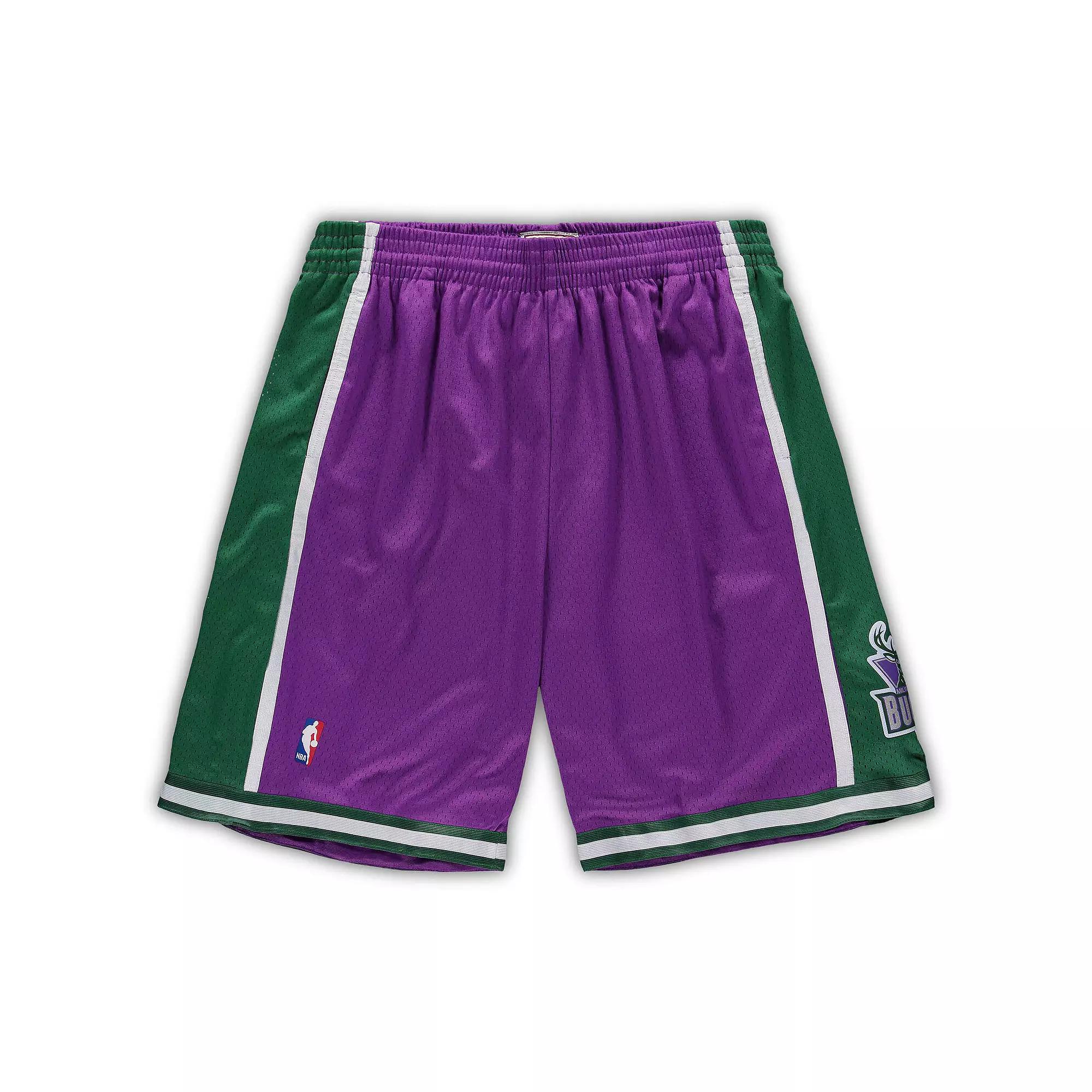Men's Mitchell & Ness Purple Milwaukee Bucks Big & Tall Hardwood Classics Team Swingman Shorts,  Product Image