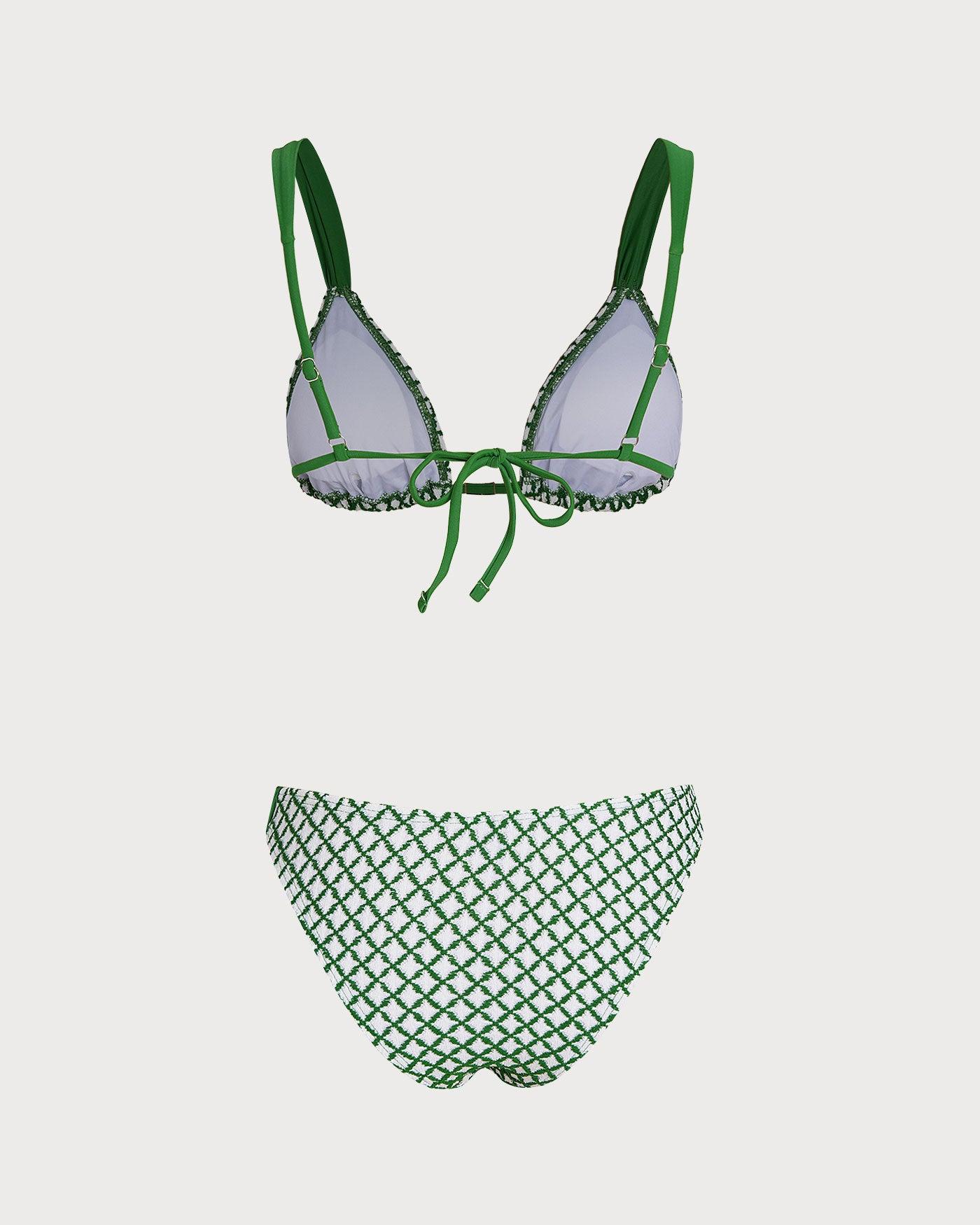 Green Plaid Triangle Bikini Set Product Image