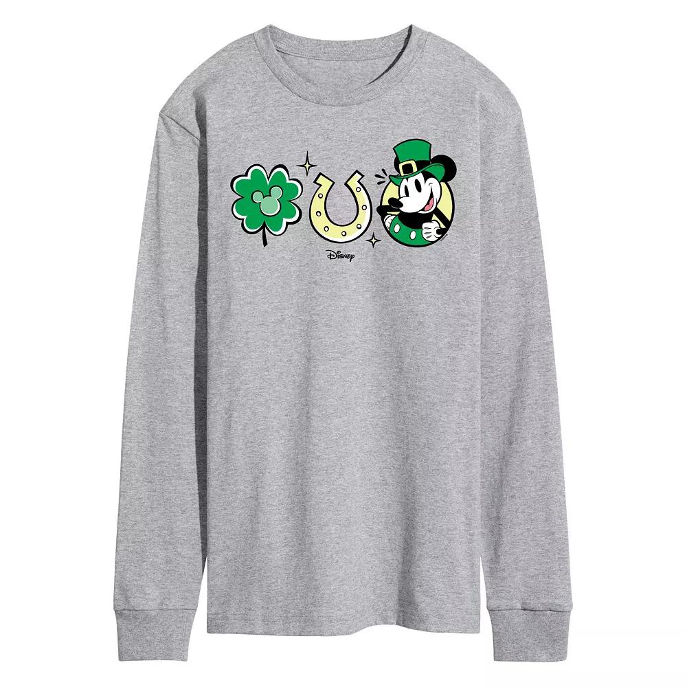 Disney's Mickey Mouse Men's St Patrick's Icons Long Sleeve Graphic Tee,  Product Image