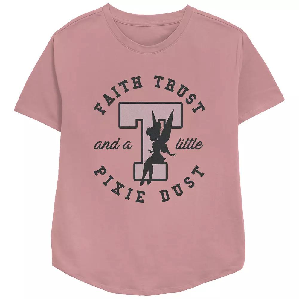 Disney's Tinker Bell Faith Trust And A Little Pixie Dust Stamp Relaxed Fit Women's Graphic Tee, Girl's,  Product Image