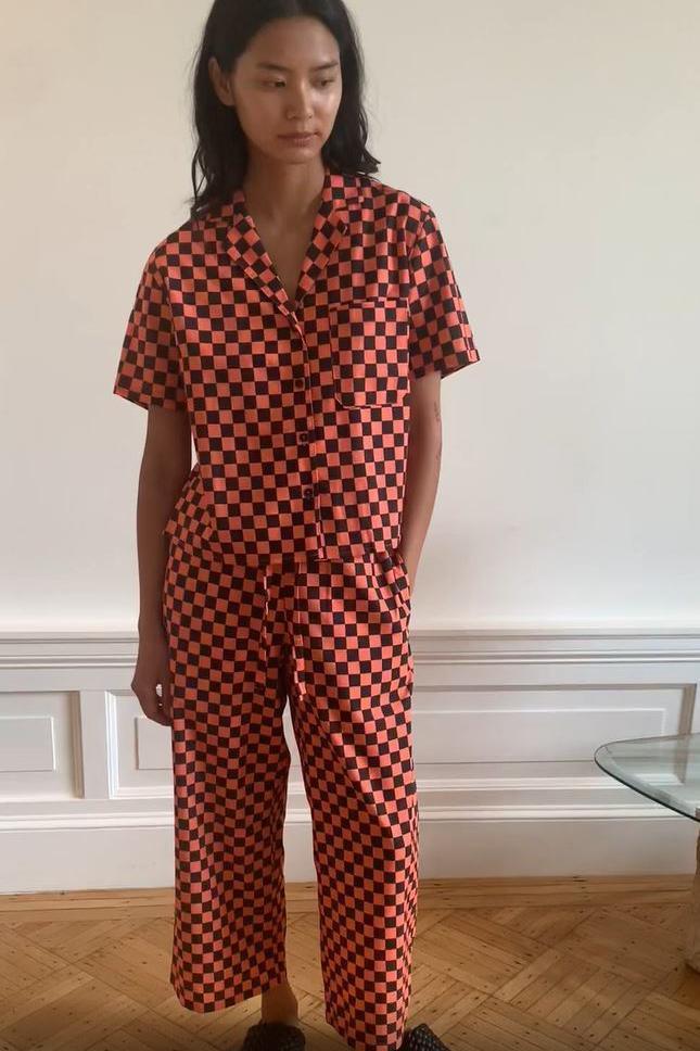 Long Lounge Set - Berry Check Product Image