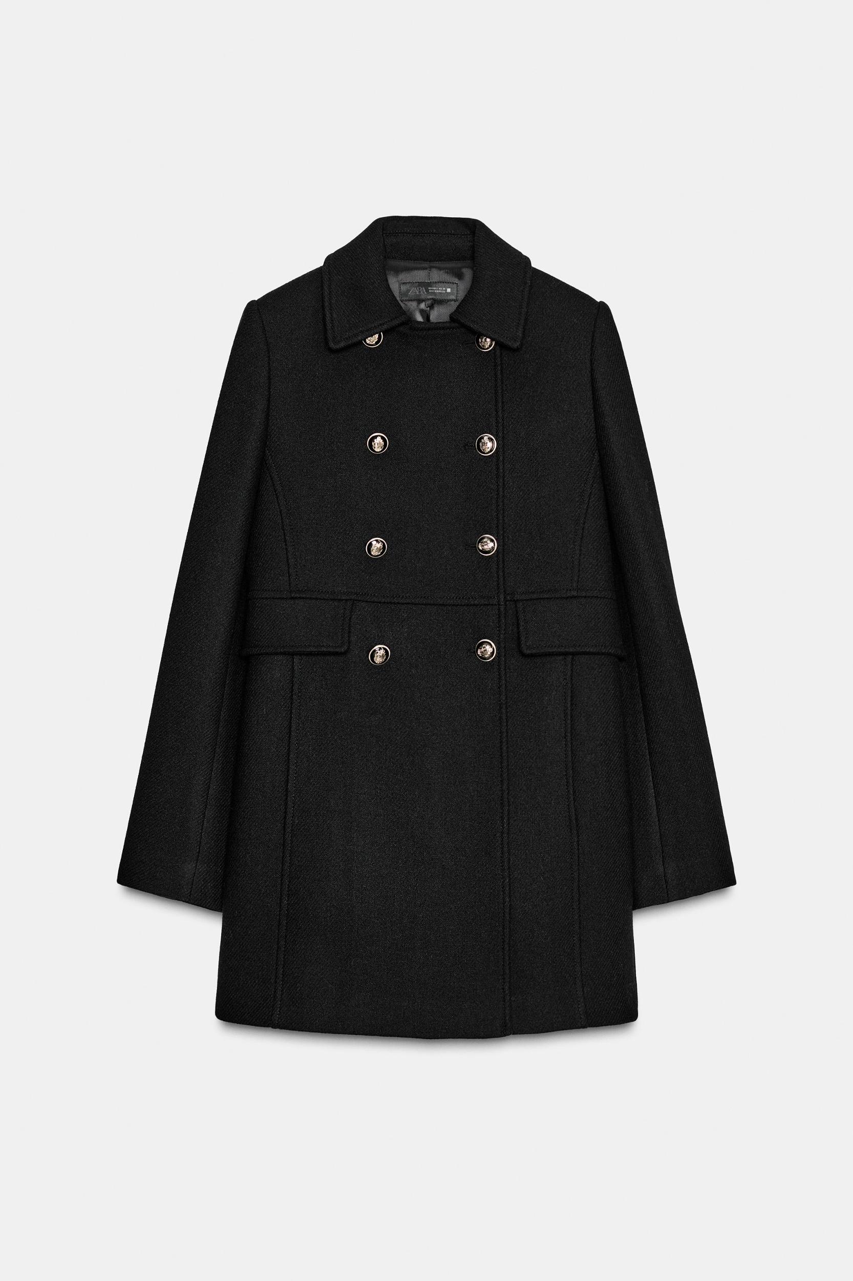WOOL BLEND DOUBLE BREASTED SHORT COAT Product Image