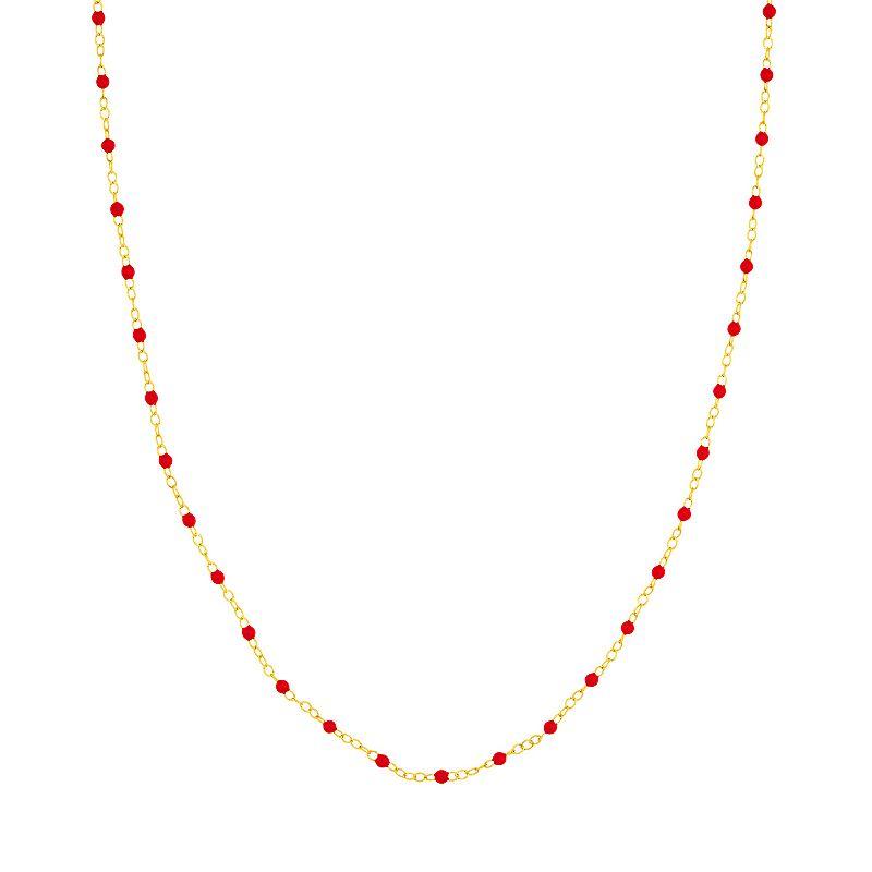 Color Romance 14k Gold Colored Enamel Bead Adjustable Necklace, Womens Product Image