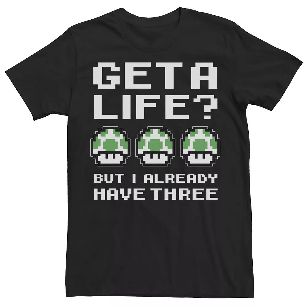 Men's Nintendo Super Mario 1UP Get A Life But I Already Have Three Tee,  Product Image