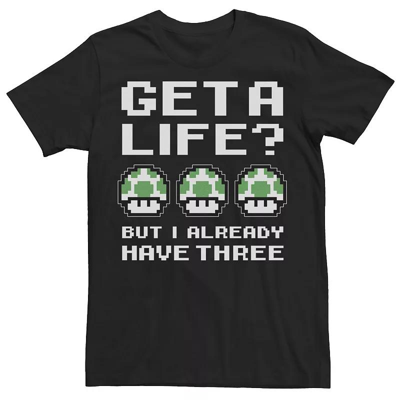 Men's Nintendo Super Mario 1UP Get A Life But I Already Have Three Tee,  Product Image