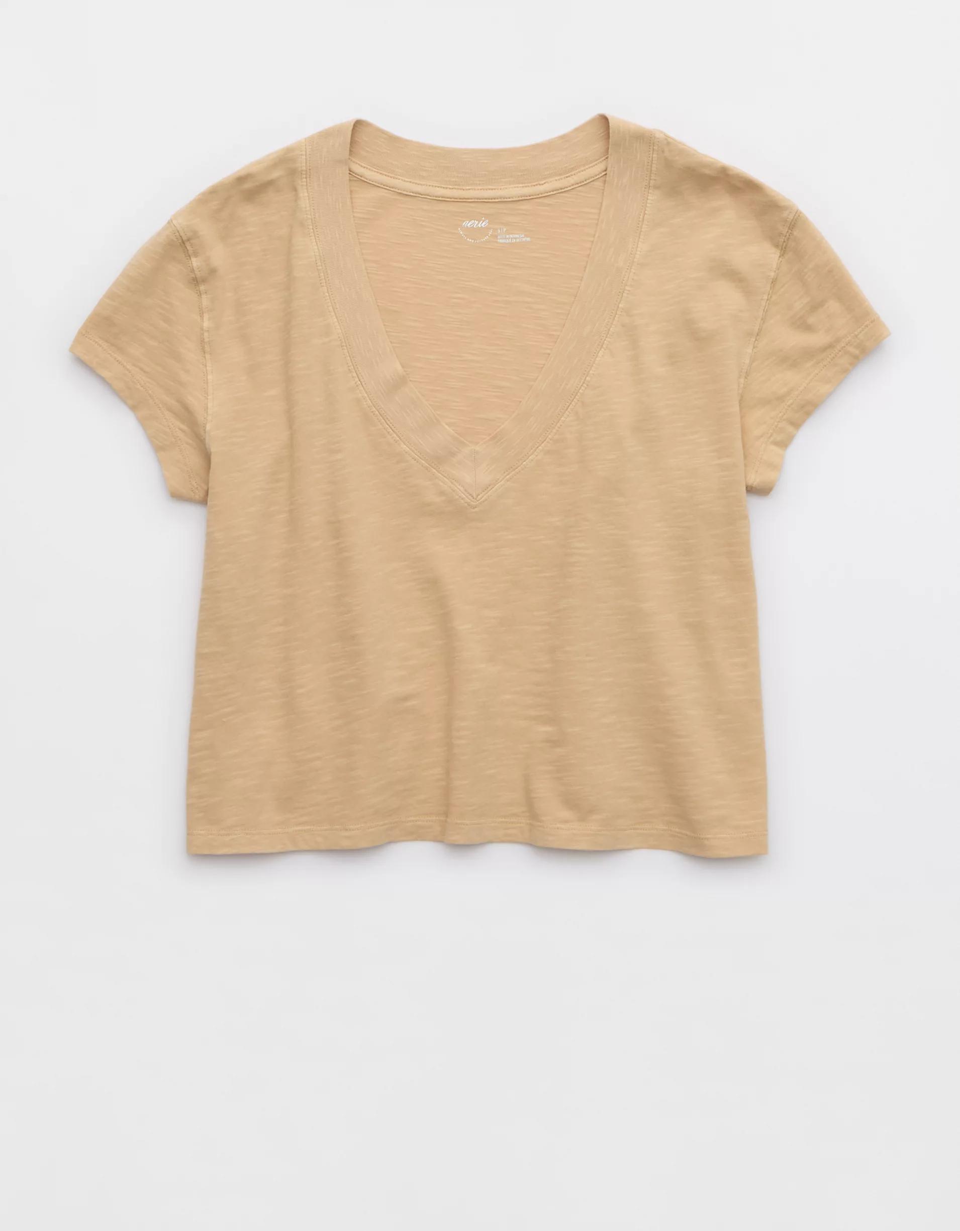 Aerie Cropped Extreme V-Neck T-Shirt Product Image