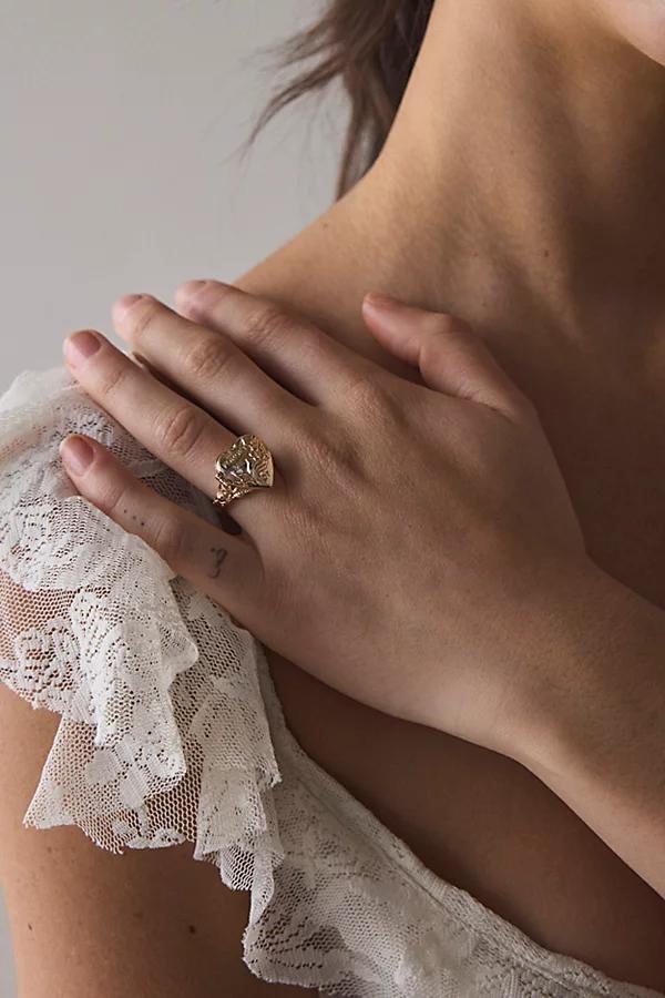 Etched Heart Locket Ring Womens at Urban Outfitters Product Image