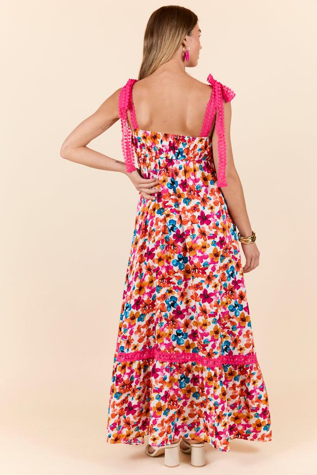 Come Along With Me Pink Trim Floral Maxi Dress FINAL SALE Product Image