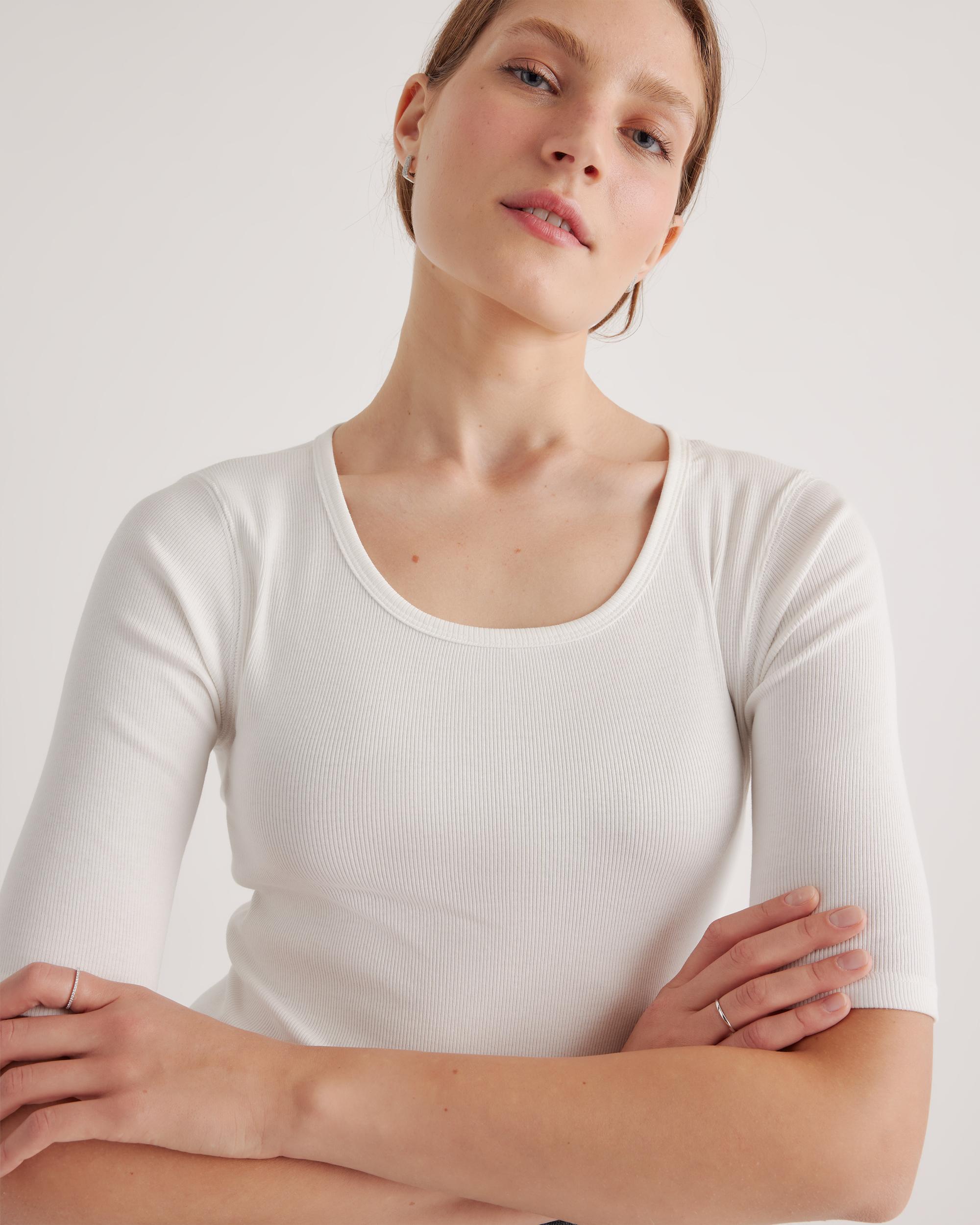 Quince | Women's Micro-Rib Elbow Sleeve T-Shirt Size XS, Organic Cotton Product Image