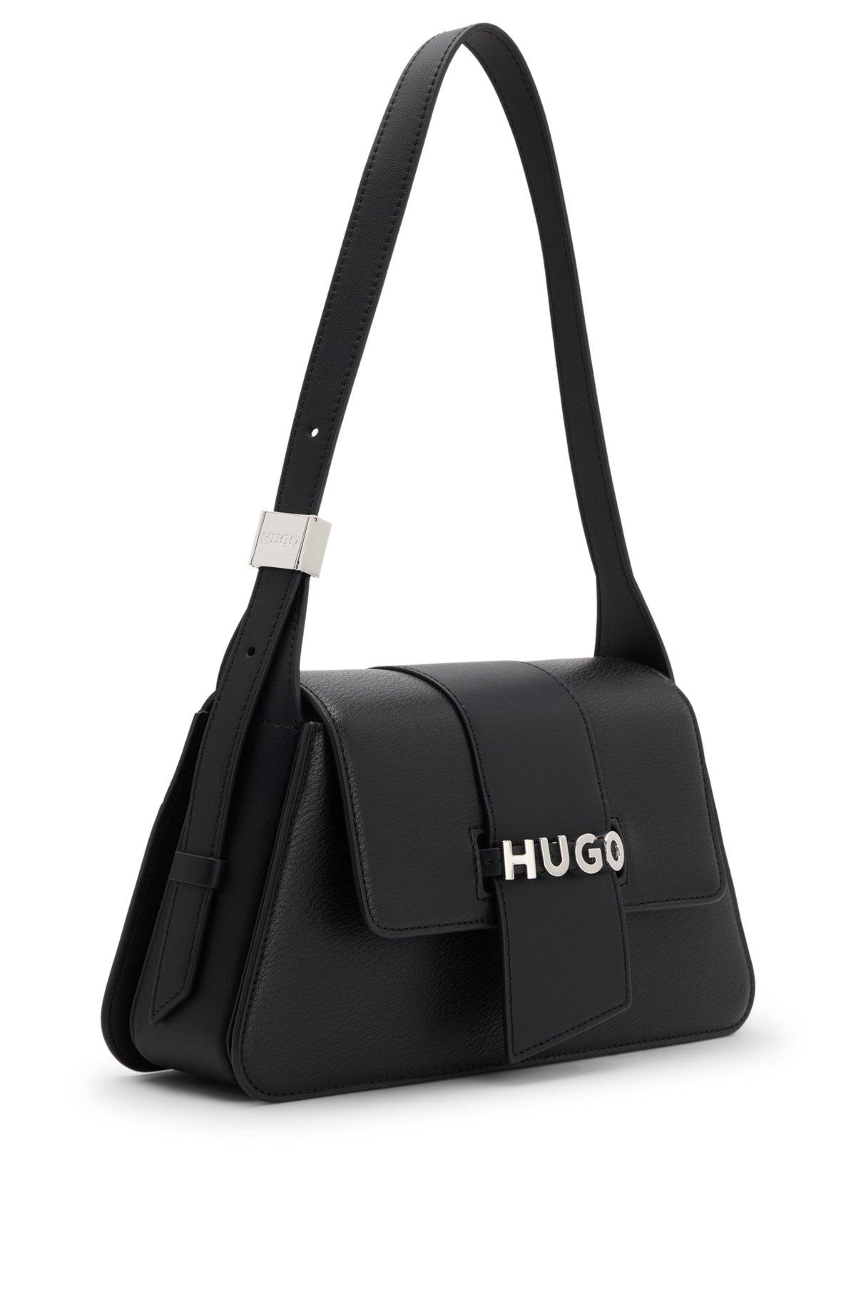HUGO - Faux-leather shoulder bag with logo hardware - Black Product Image