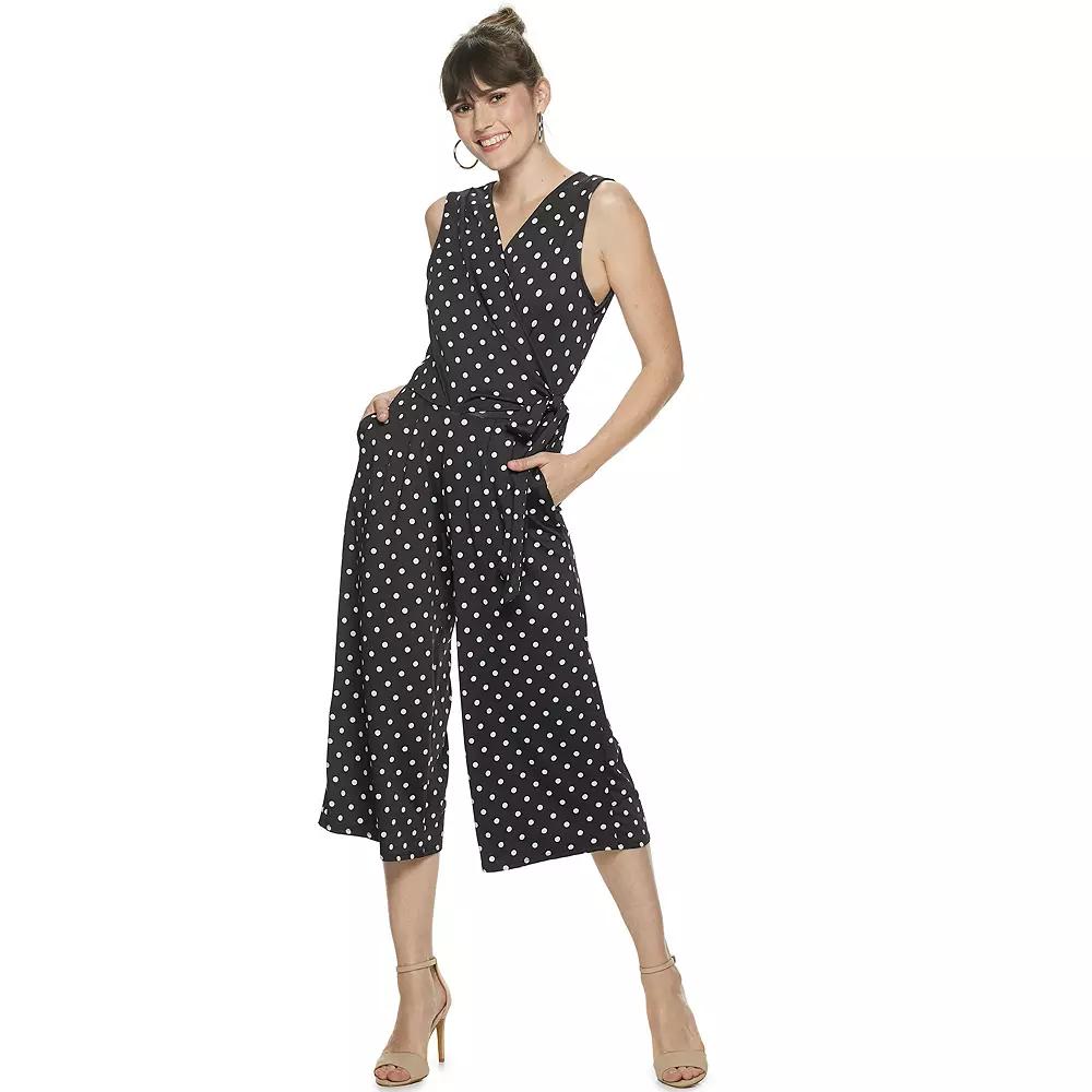 Women's Nina Leonard Print Surplice Wide-Leg Jumpsuit,  Product Image