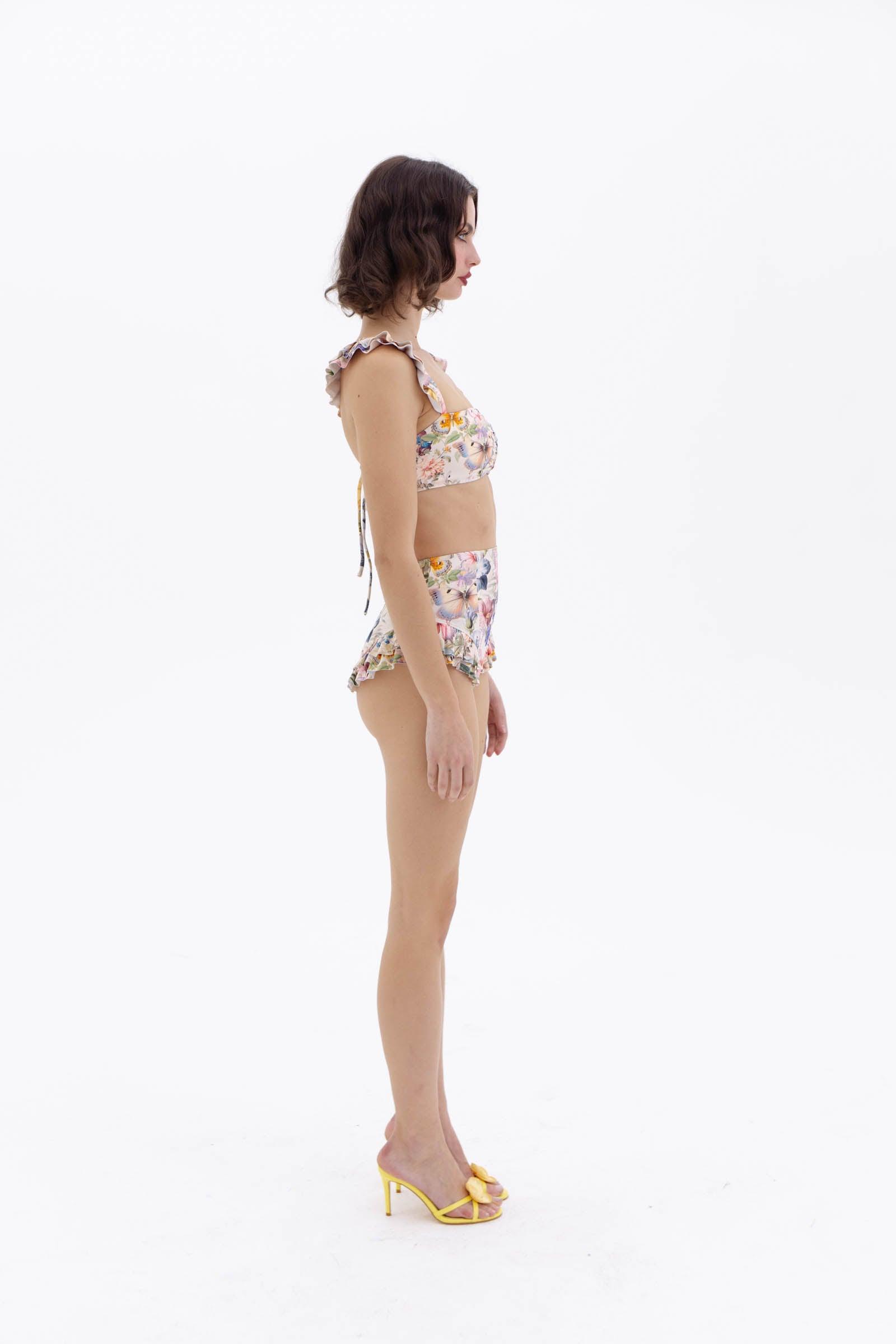 The Butterfly Botanics Ruffle Bikini Top Product Image