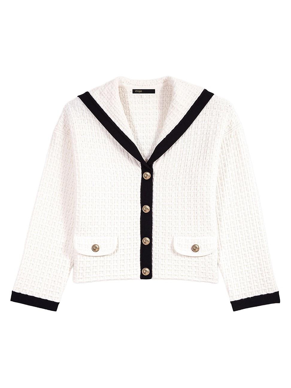 Womens Contrast Collar Cardigan Product Image