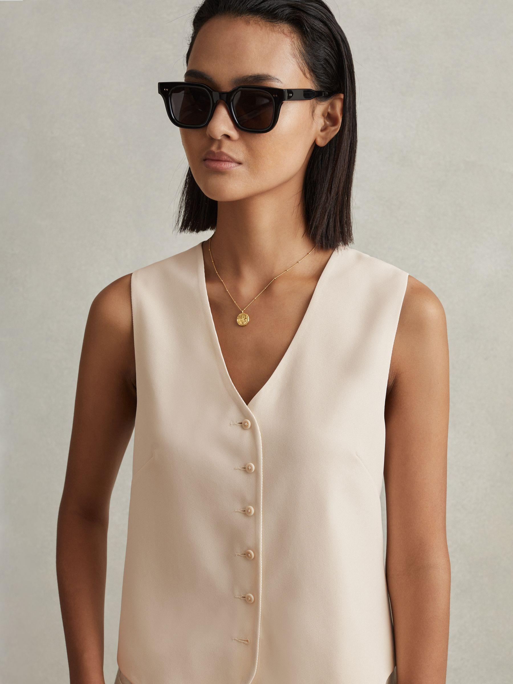 Single Breasted Waistcoat in Cream Product Image