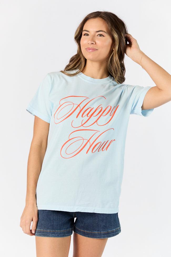 Happy Hour Light Blue Comfort Color Graphic Tee SALE Product Image