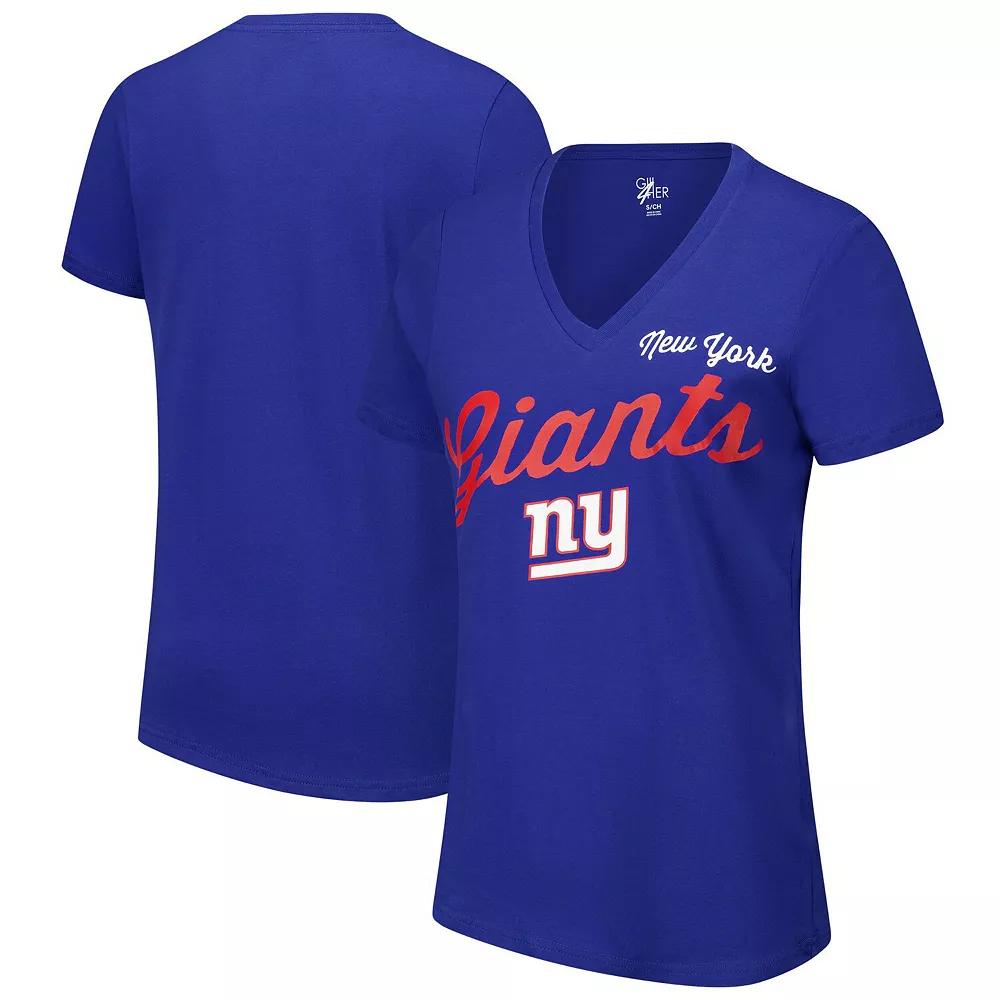 Women's G-III 4Her by Carl Banks Royal New York Giants Post Season V-Neck T-Shirt, Size: Large, Blue Product Image