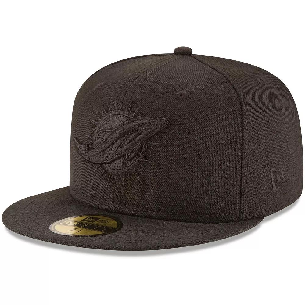 Men's New Era Miami Dolphins Black on Black 59FIFTY Fitted Hat, Size: 7 Product Image