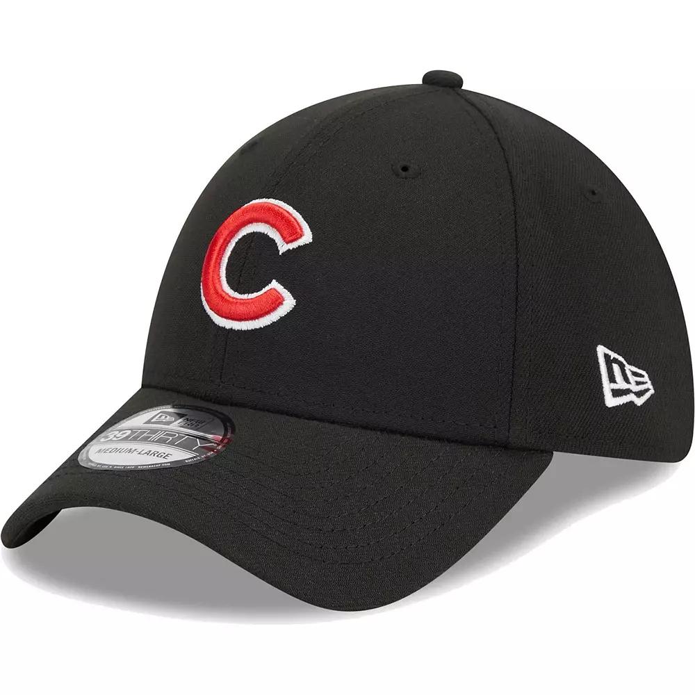 Men's New Era Black Chicago Cubs Logo 39THIRTY Flex Hat,  Product Image