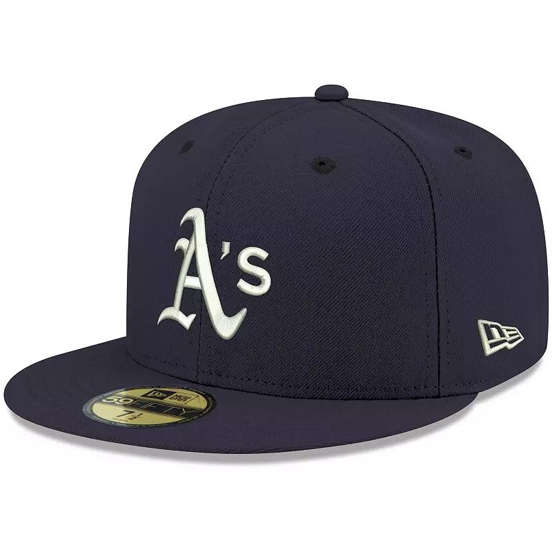 Men's New Era Navy Oakland Athletics White Logo 59FIFTY Fitted Hat,  Product Image