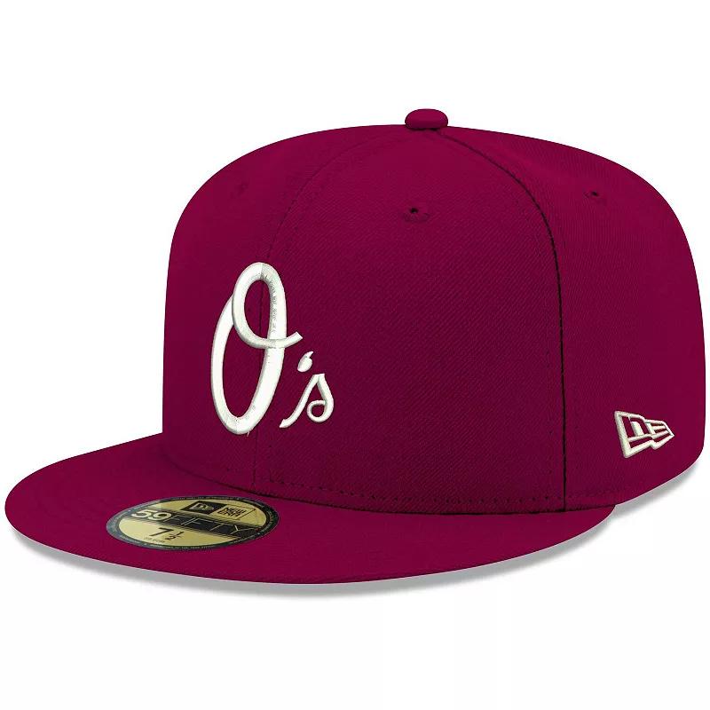 Men's New Era Cardinal Baltimore Orioles White Logo 59FIFTY Fitted Hat, Size: 7 5/8, Red Product Image