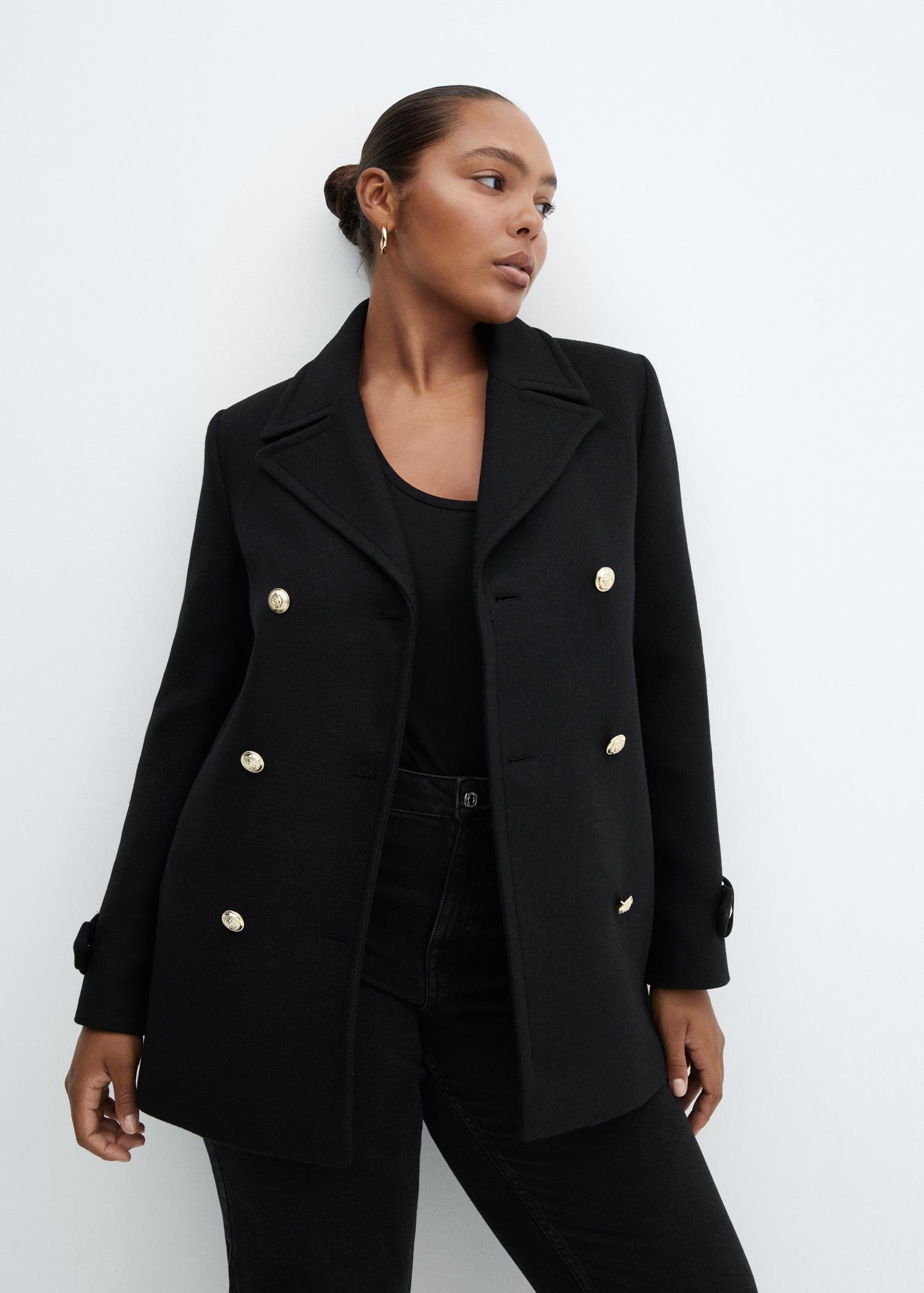 Wool coat with jewel buttons - Women | MANGO USA Product Image