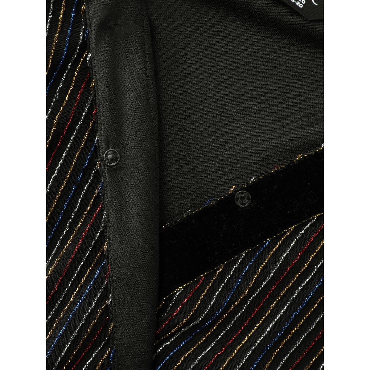 Plus Size Striped Surplice Neckline Flowy Midi Dress Black Women Party&Cocktail Overlap Collar Extra Long Sleeve Curvy BloomChic 14-16/1X Product Image